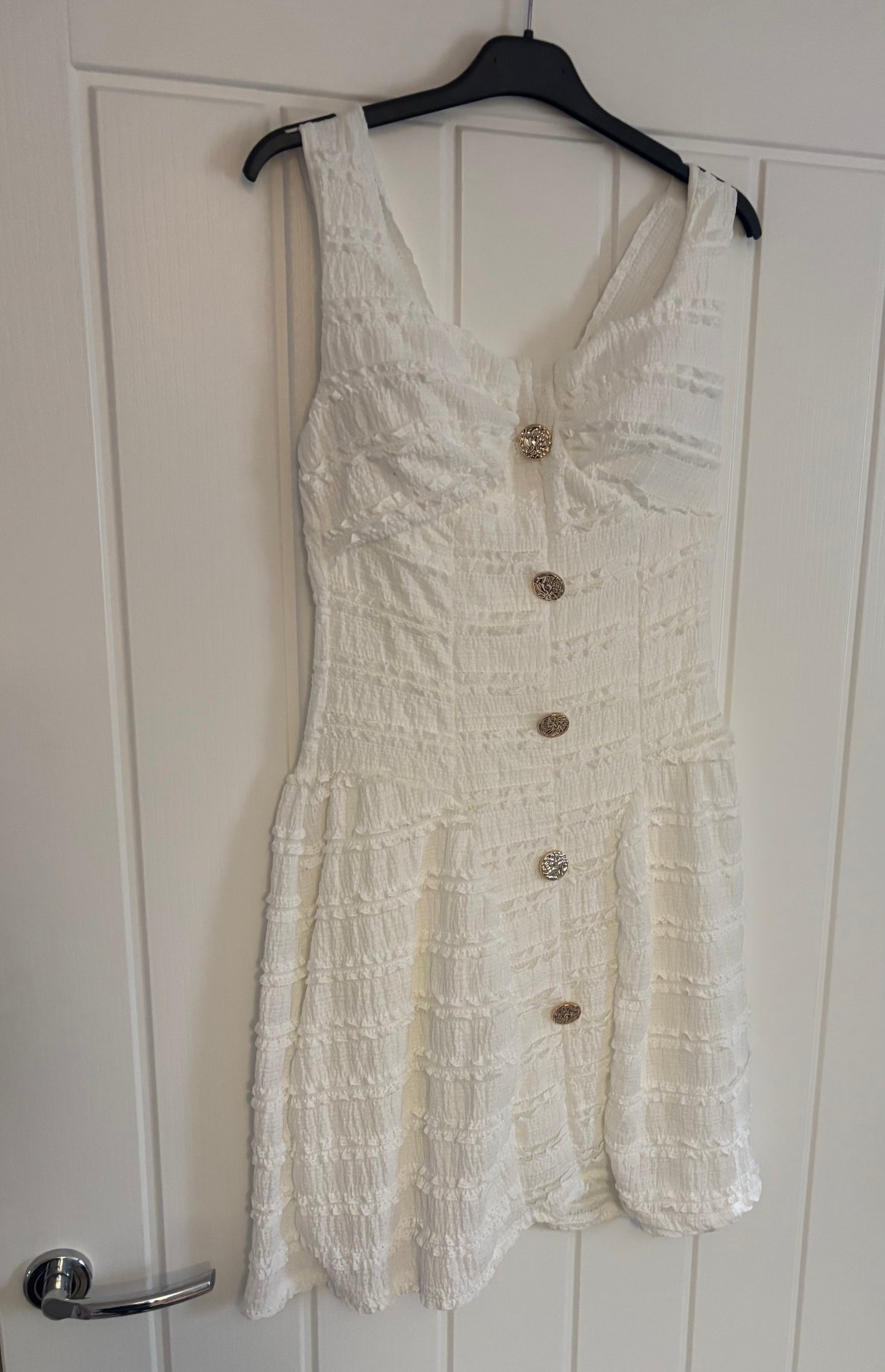 Gold Button Crinkle Dress