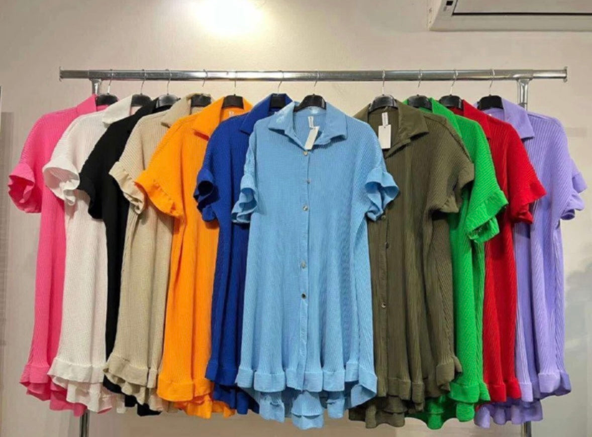 Crinkle Shirt Dress