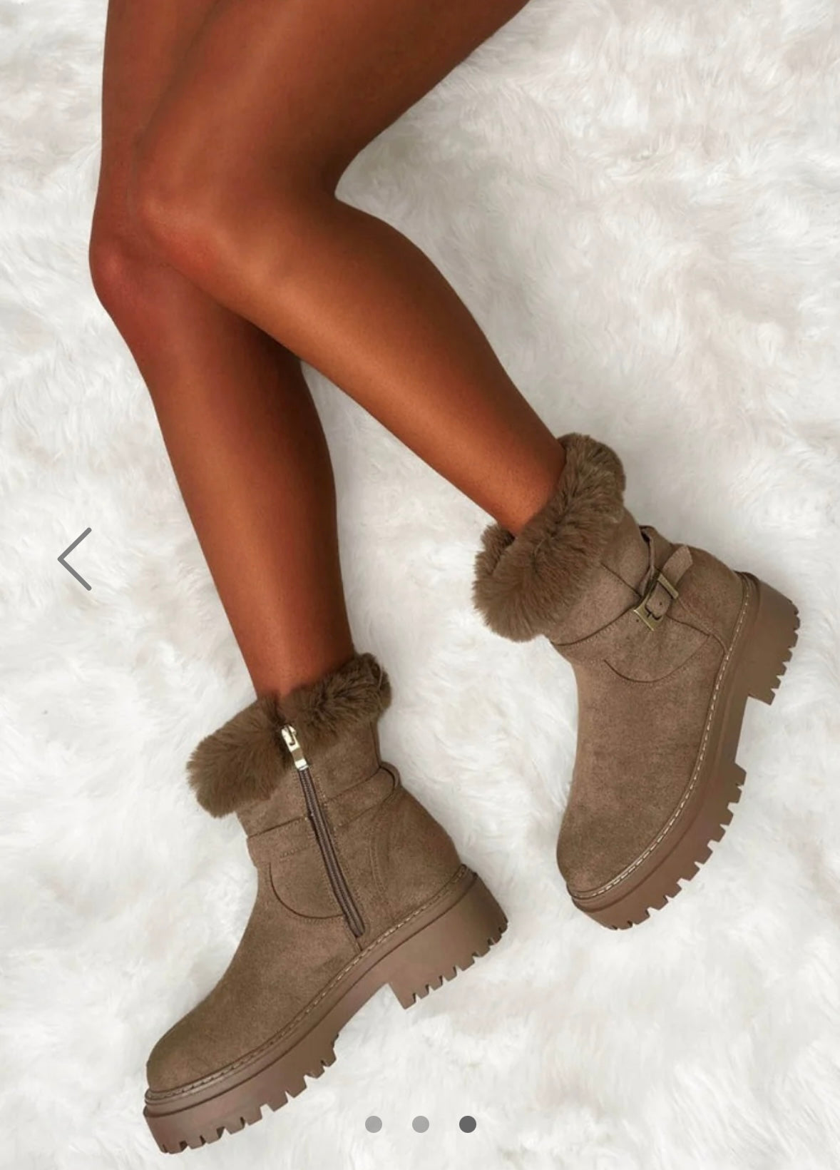 Beige Fluffy Ankle Boots