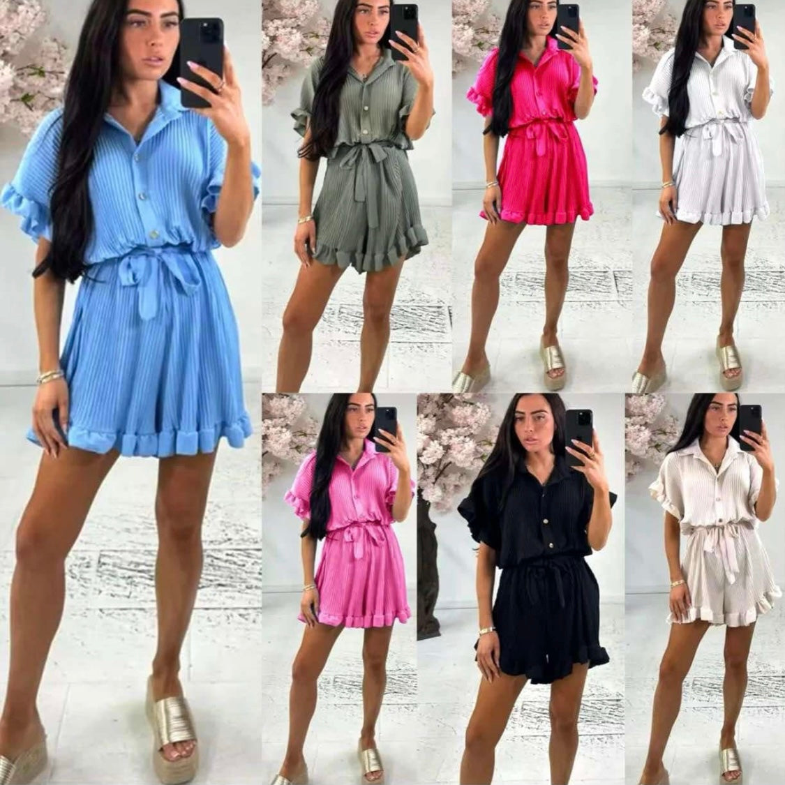 Ruffle sleeve play suits