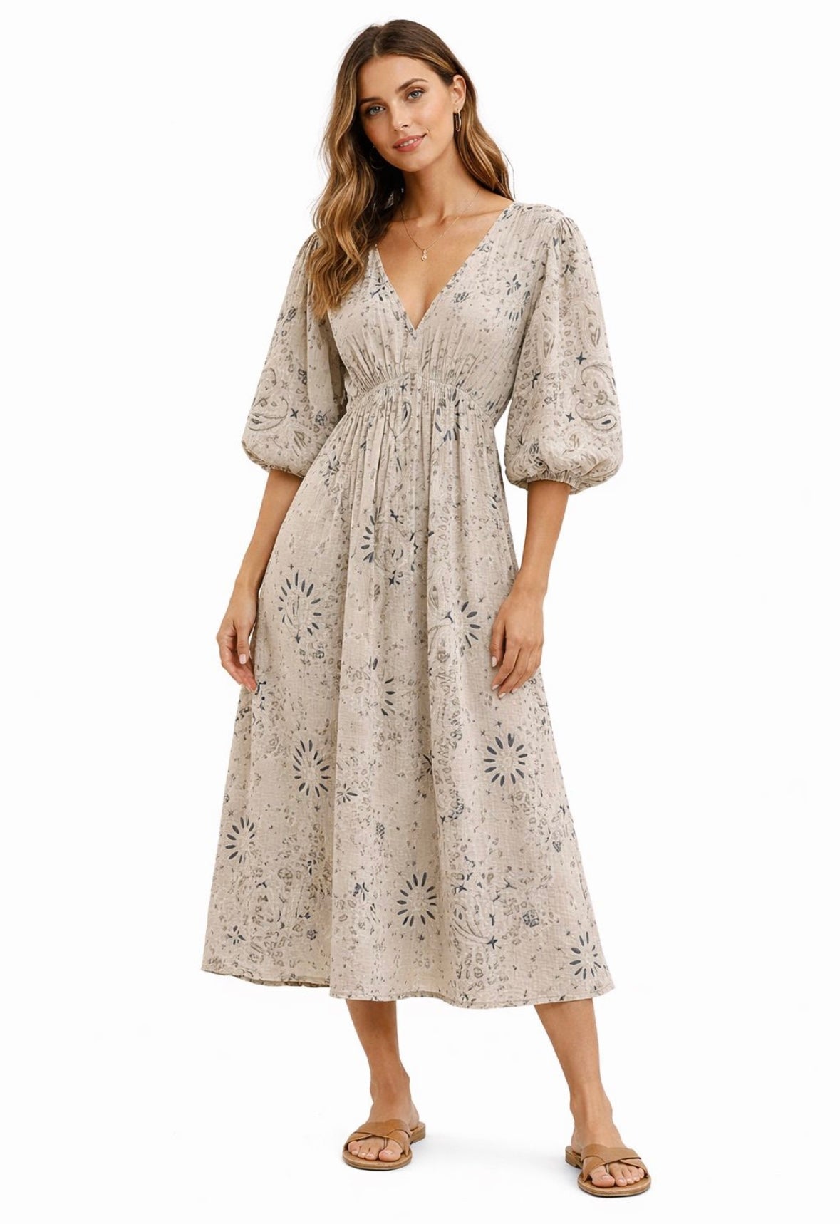 3/4 Patterned Summer Dress