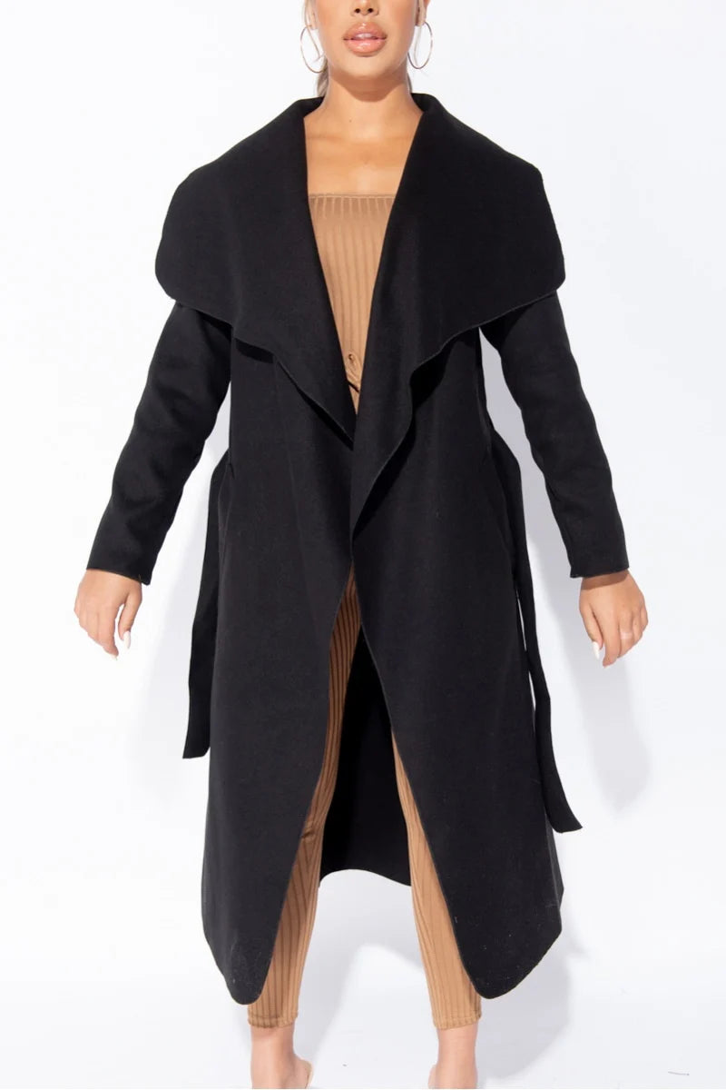 Belted waterfall coat