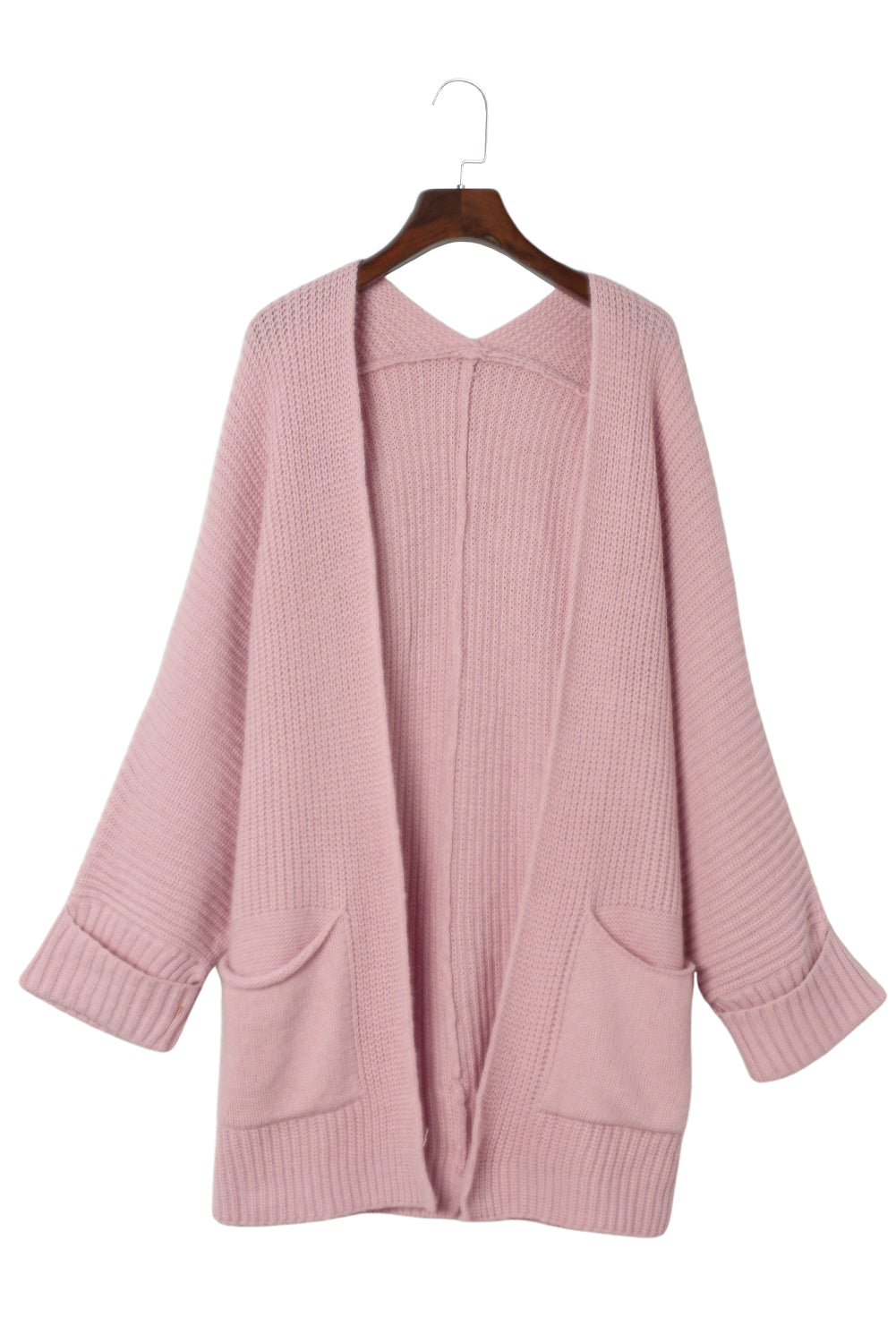 Oversized Fold Over Sleeve Open Front Cardigan