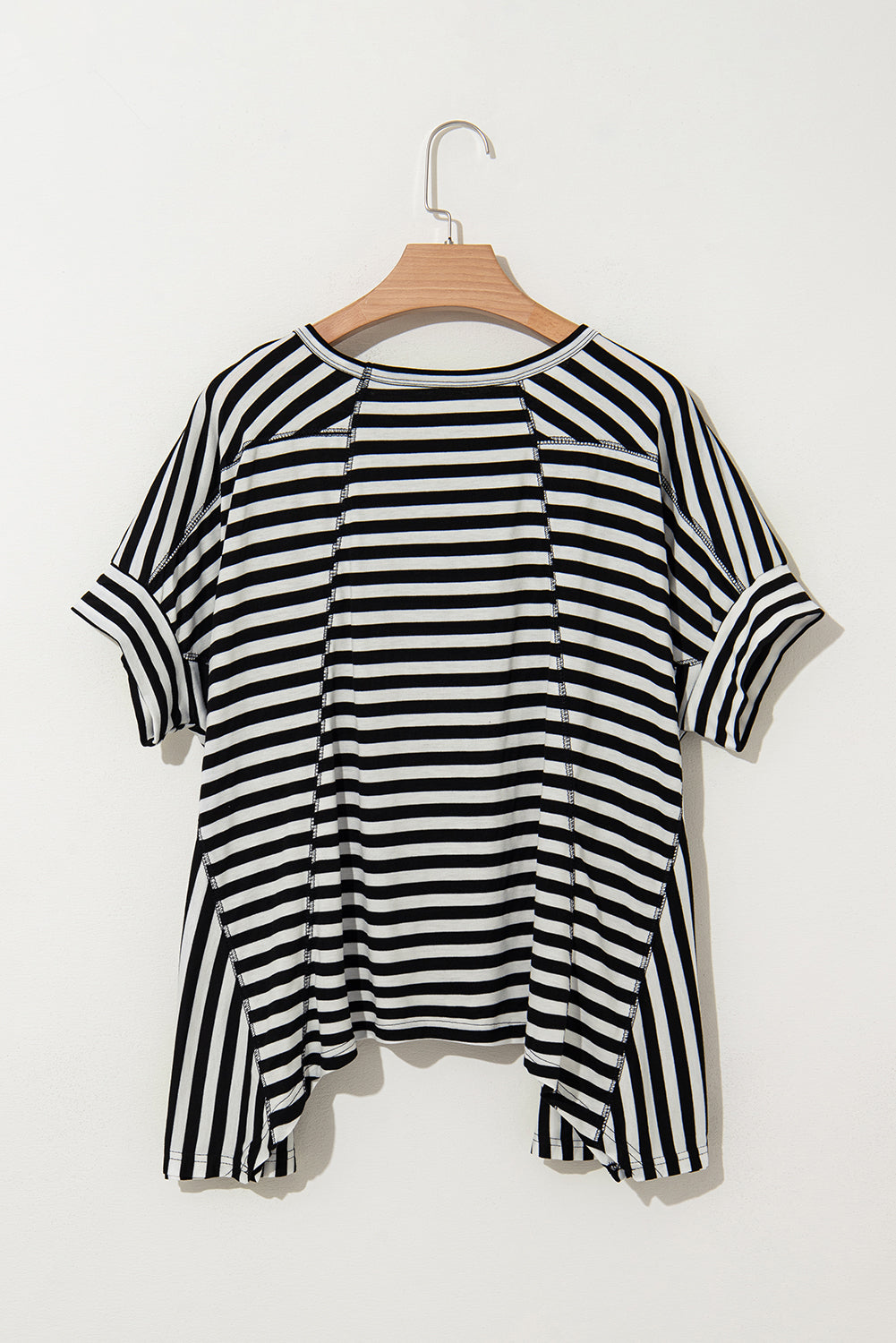 Stripe Batwing Sleeve Crewneck Oversized Top