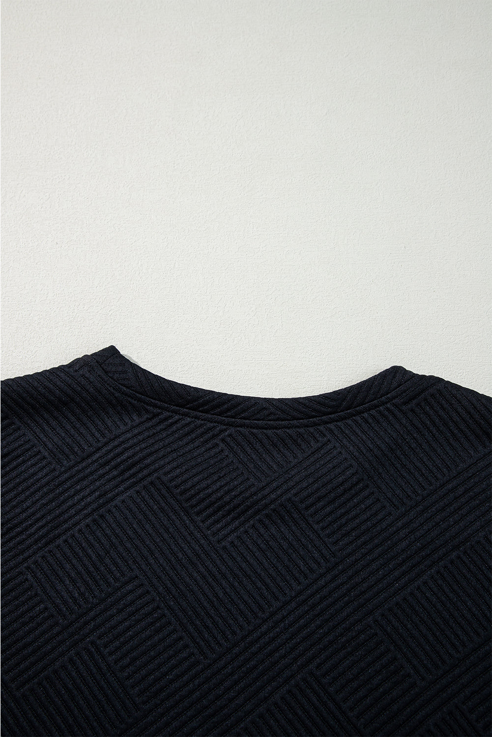 Solid Color Textured Long Sleeve Shift Dress