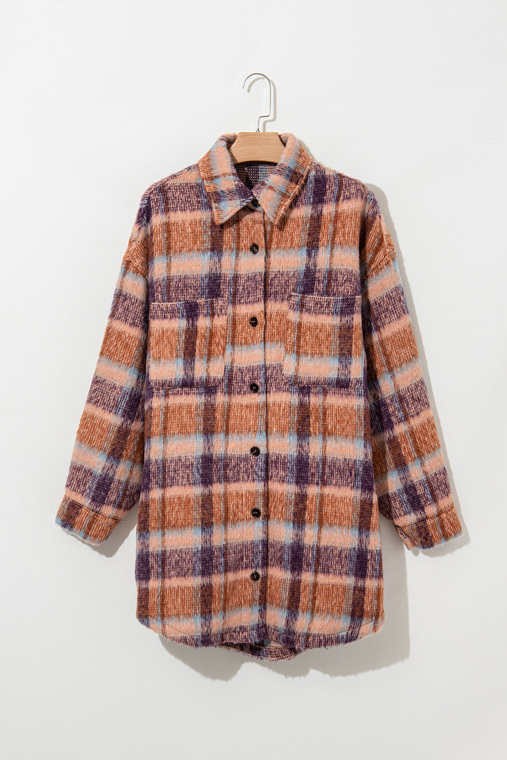 Plaid Print Collared Button up Jacket