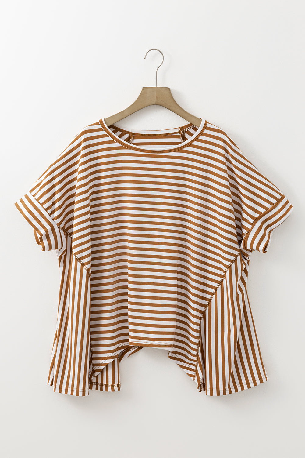 Stripe Batwing Sleeve Crewneck Oversized Top