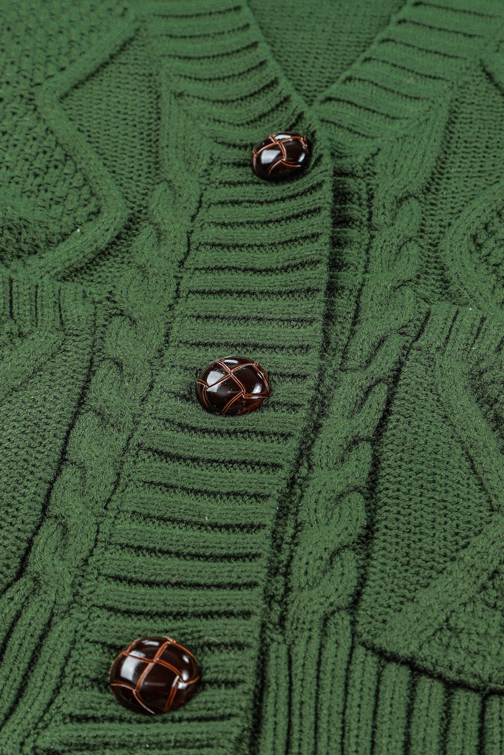 Front Pockets Buttons Textured Cardigan