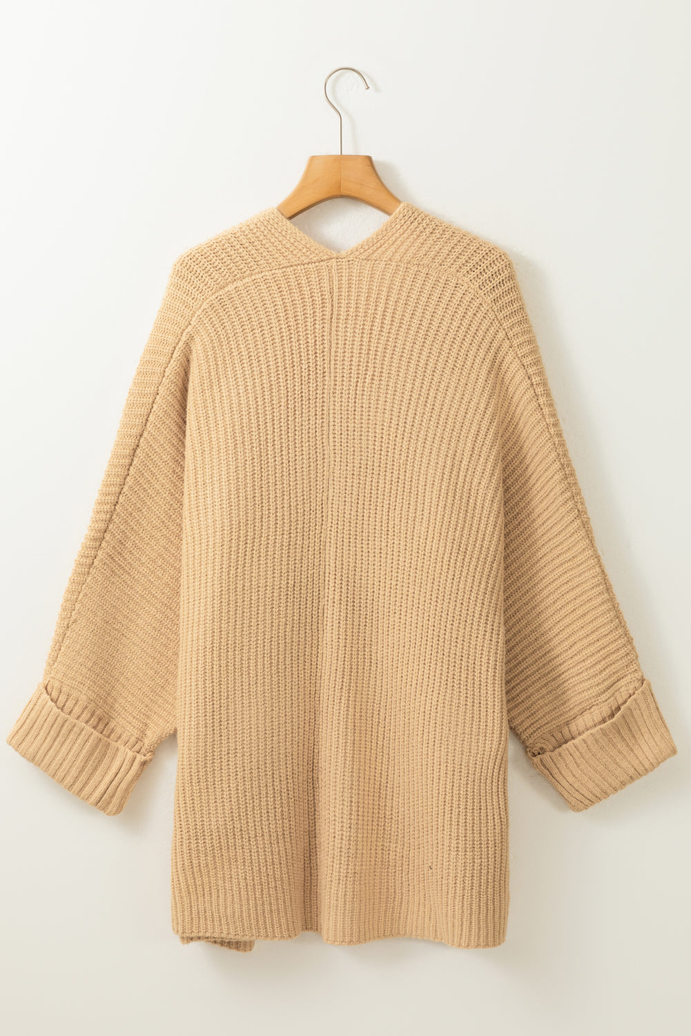Oversized Fold Over Sleeve Open Front Cardigan
