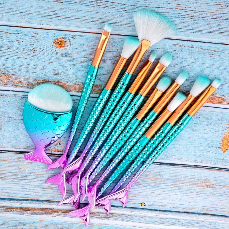 11pcs Makeup Mermaid Design Brushes