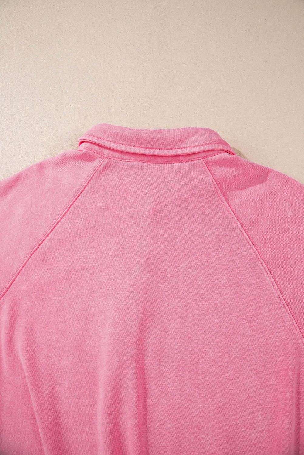 Solid Snap Buttons Collared Balloon Sleeve Oversized Sweatshirt