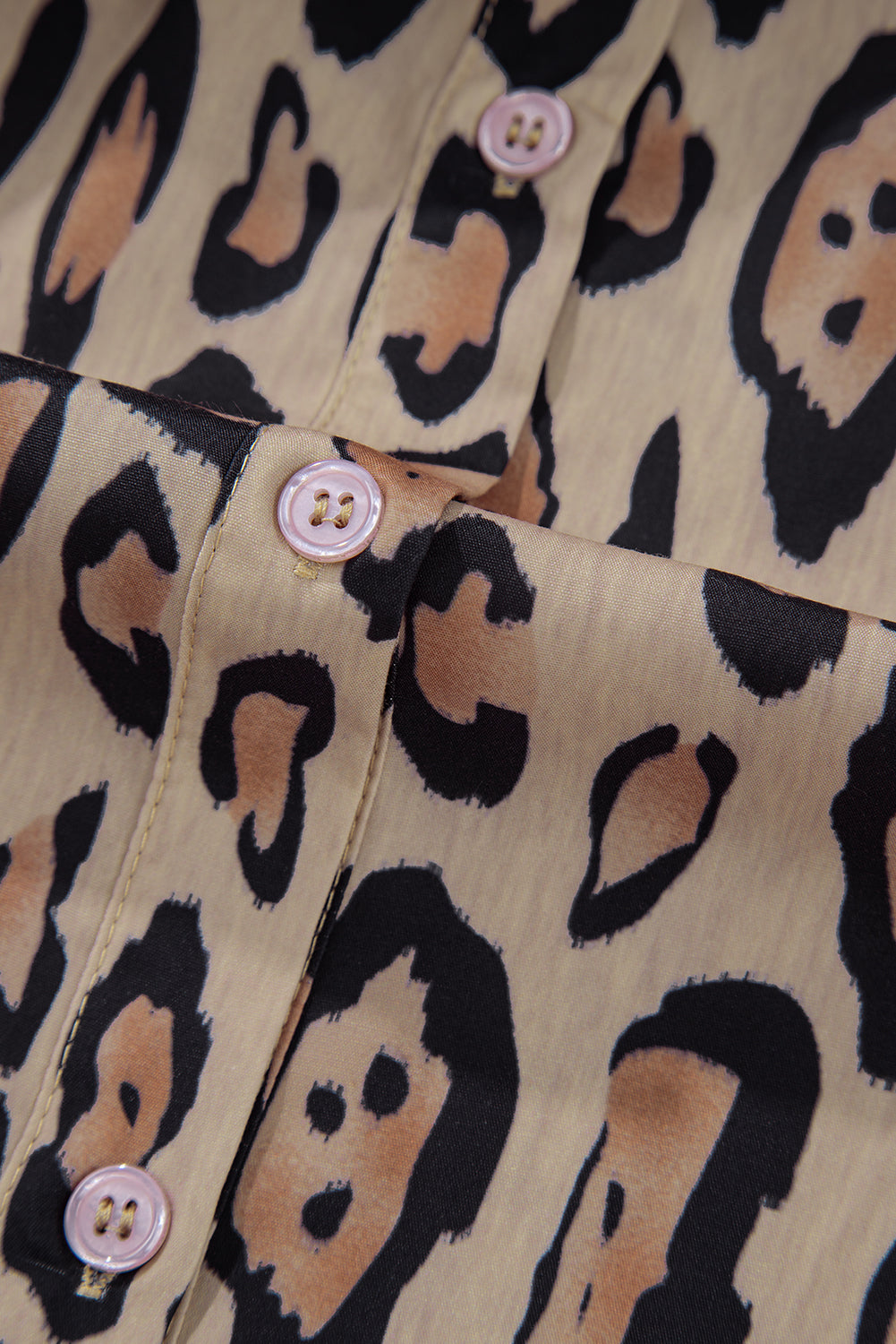 Oversized Leopard Print Balloon Sleeve Casual Shirt