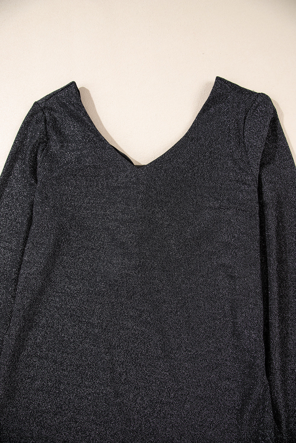 Metallic Bowknot Open Back V Neck Top