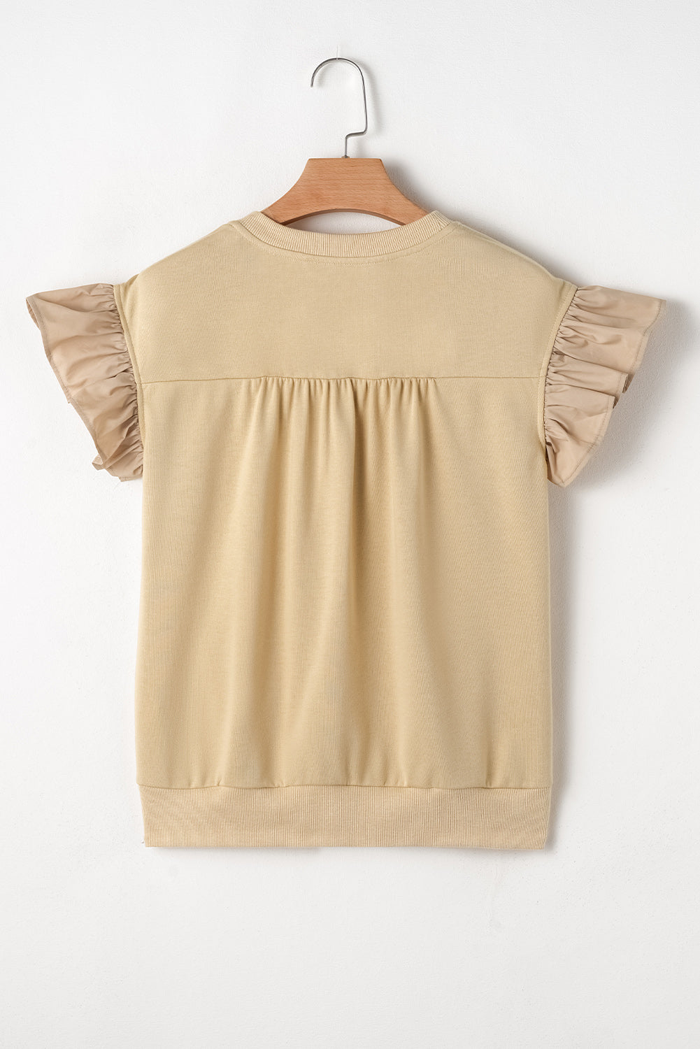 Parchment Ribbon Bow Ruffle Sleeve Top