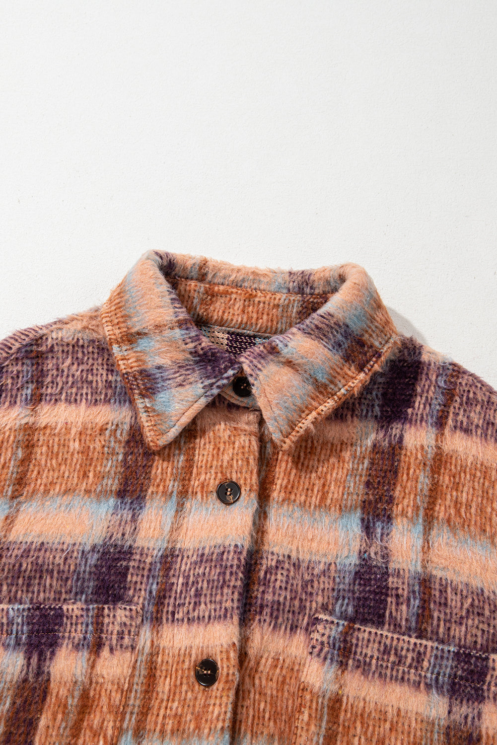 Plaid Print Collared Button up Jacket