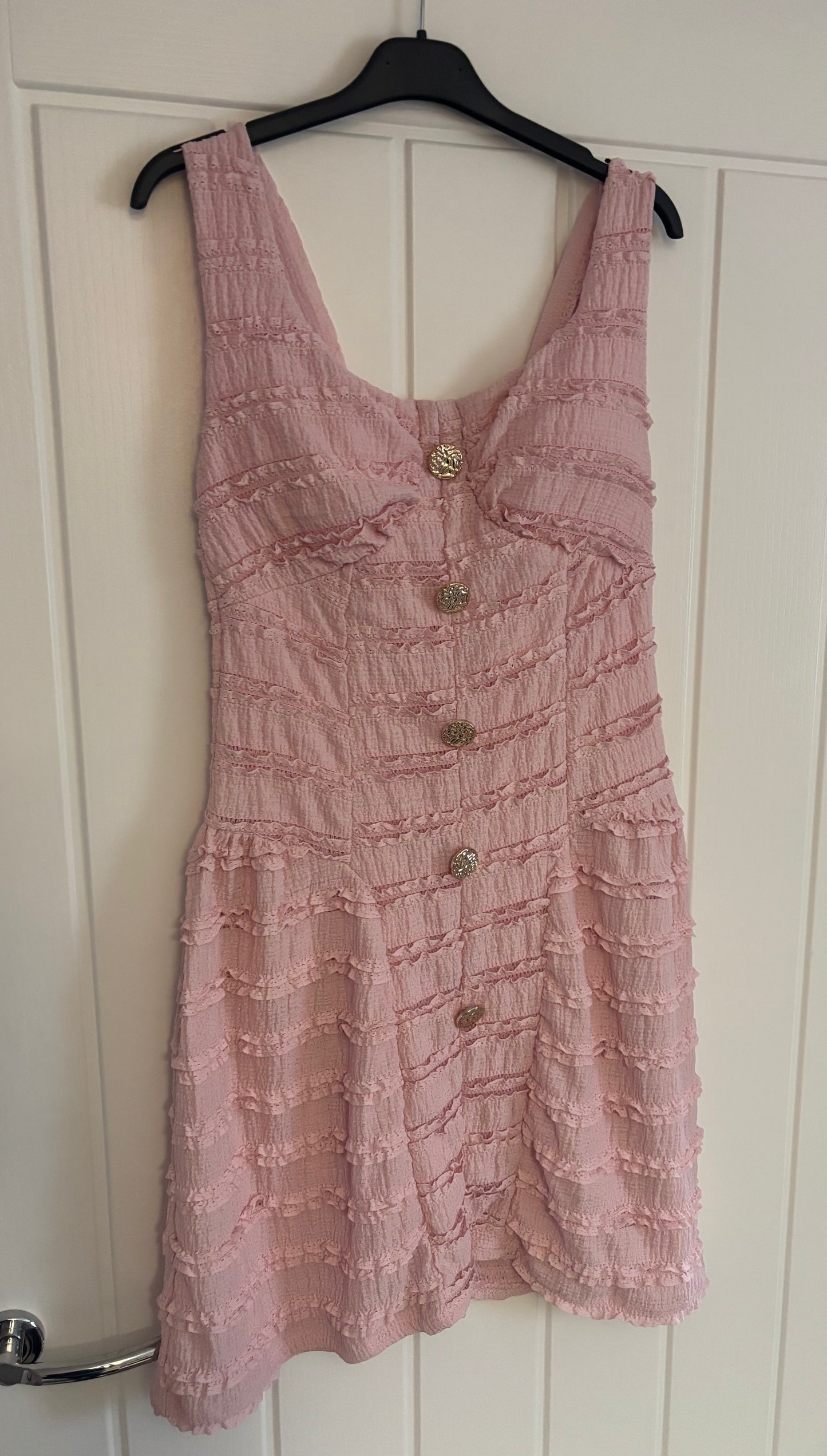 Gold Button Crinkle Dress