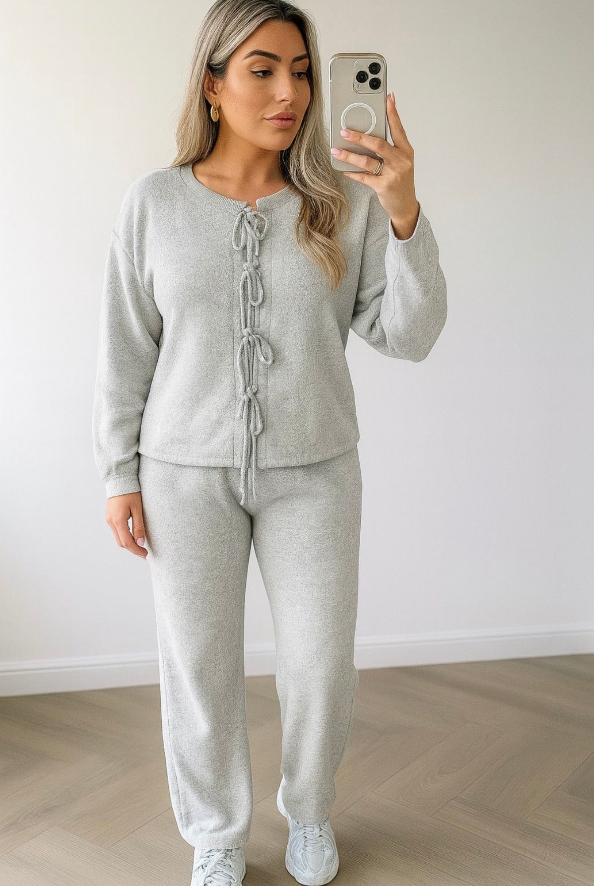 Tie-Front Cozy Lounge Set Knitted Two Piece Set