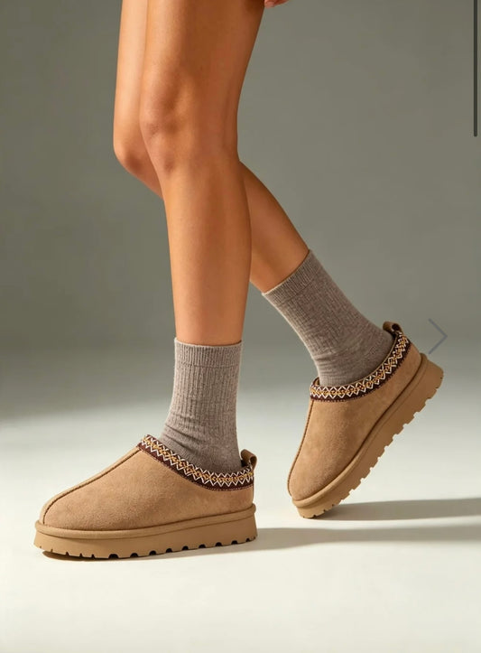 Chestnut Print Aztec Slipper Boots