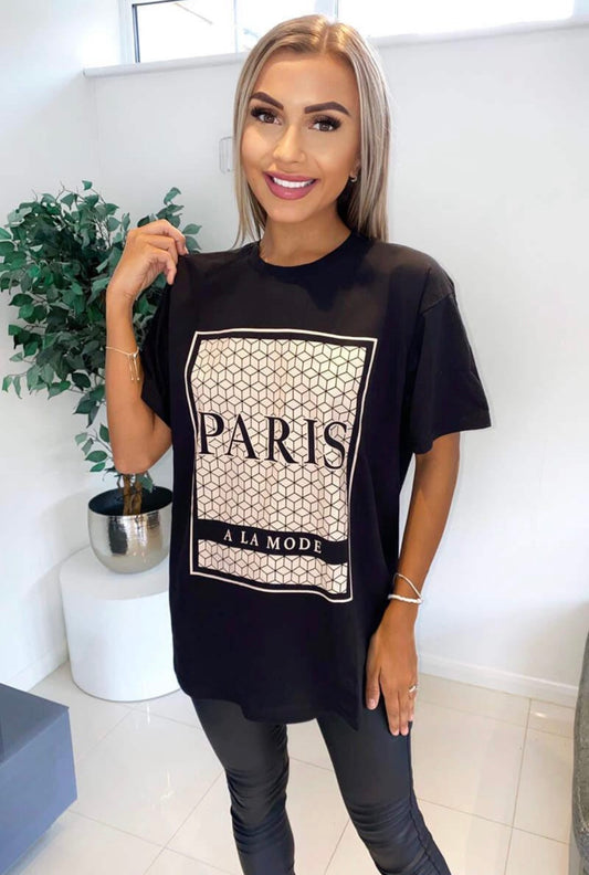 Paris slogan oversized t-shirt