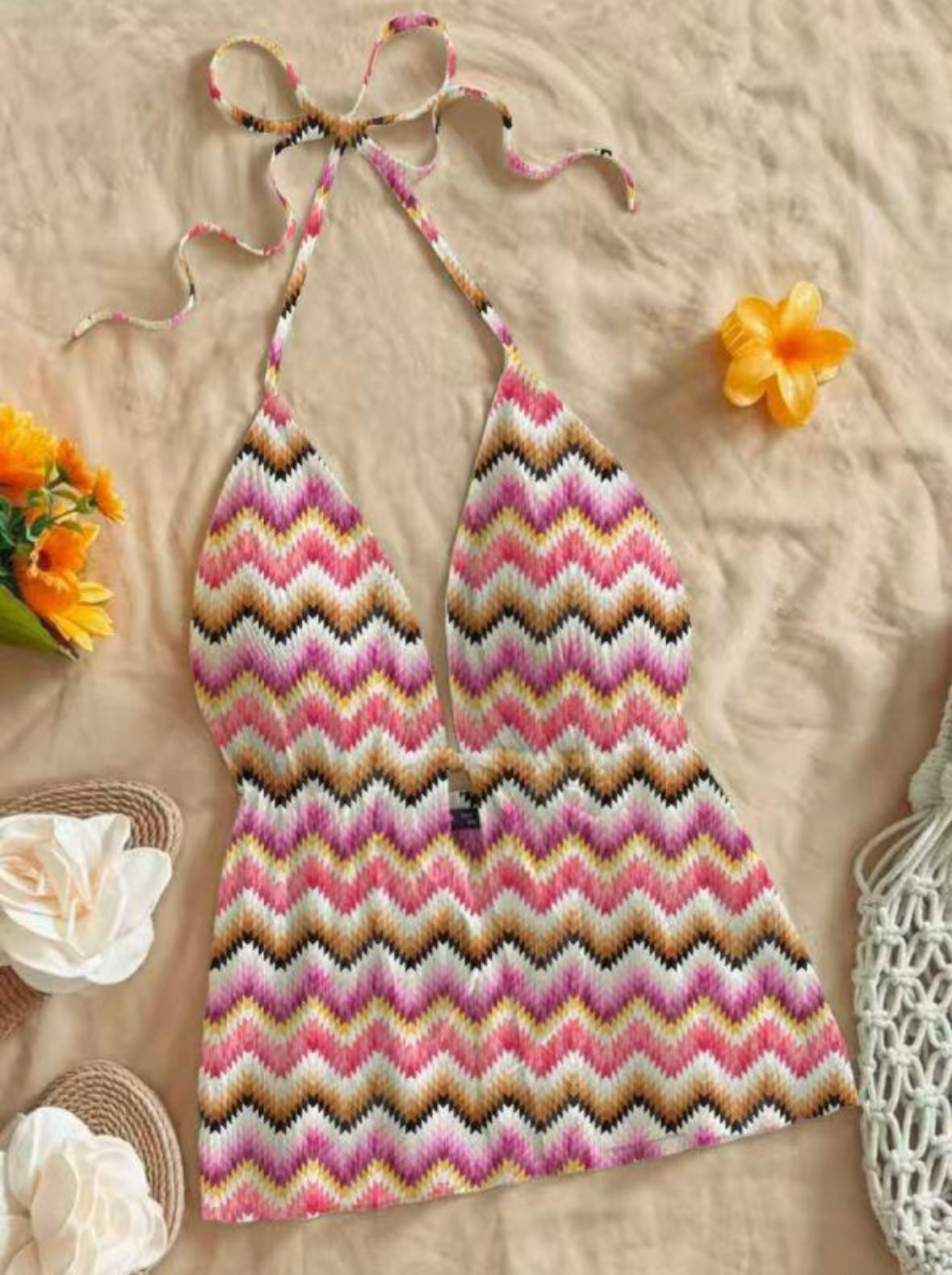 Patterned Halter Neck Tops