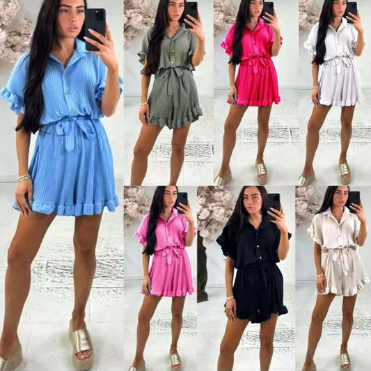 Ruffle sleeve play suits