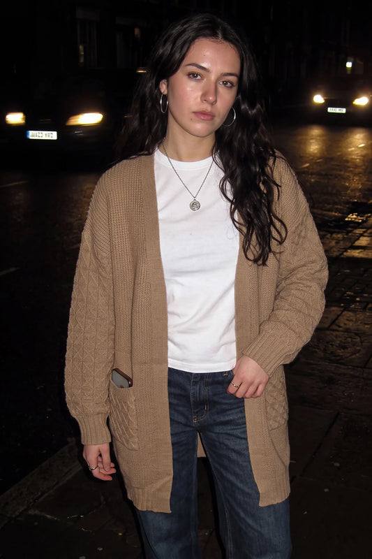 Cable Knit Cardigan With Pockets