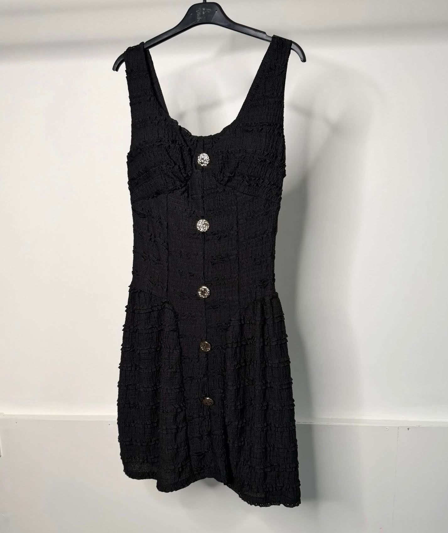 Gold Button Crinkle Dress
