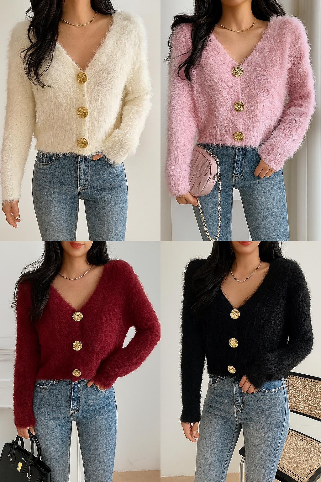 Fluffy Cardigan With Buttons