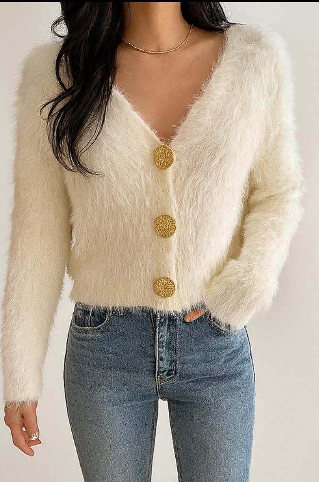 Fluffy Cardigan With Buttons