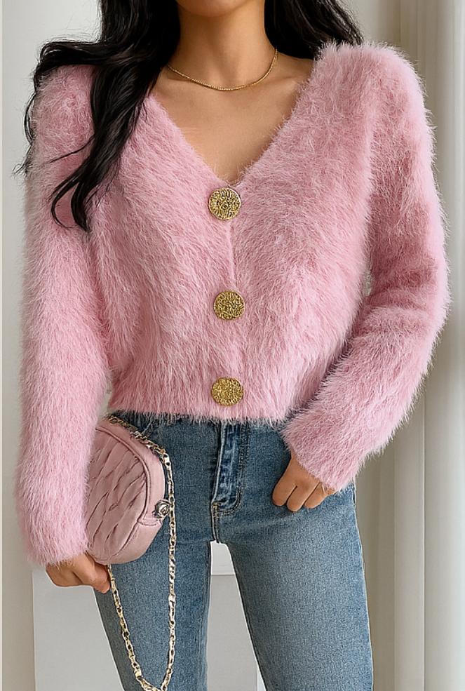 Fluffy Cardigan With Buttons