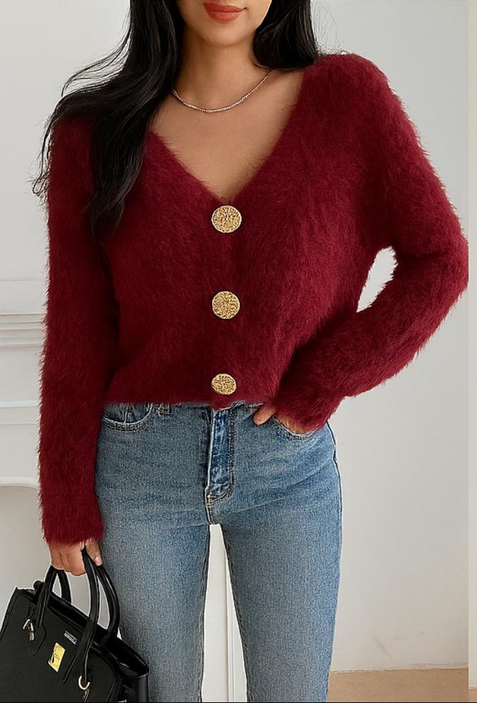 Fluffy Cardigan With Buttons