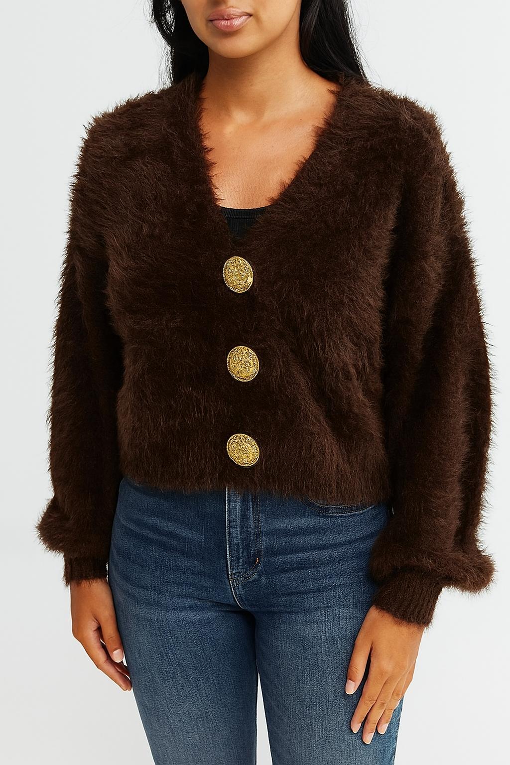 Fluffy Cardigan With Buttons