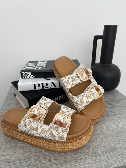 White Woven Espadrille Sandals