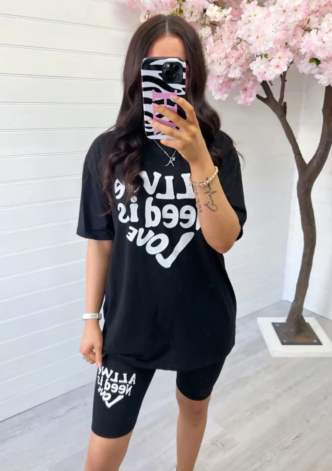All We Love Print Cycling Short & T-Shirt Set
