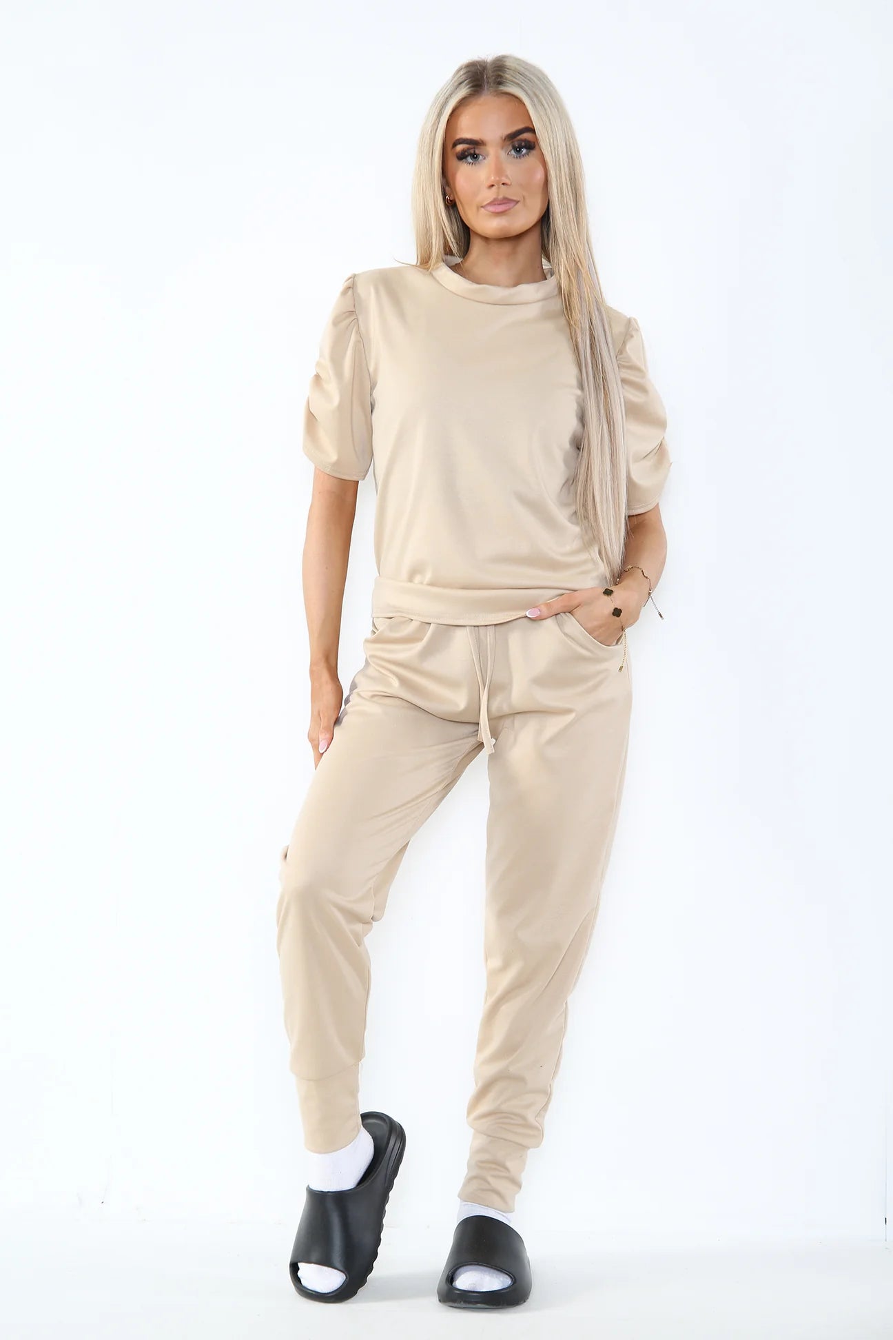 Ruched top and trousers sets