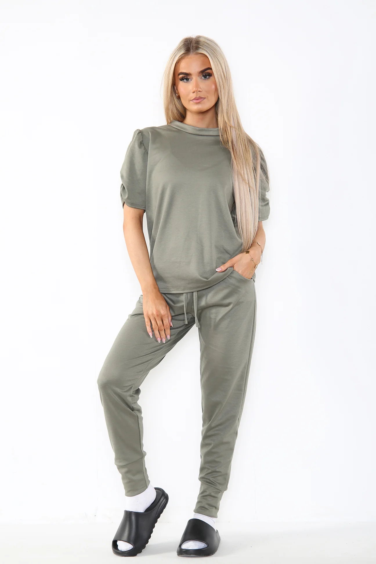 Ruched top and trousers sets