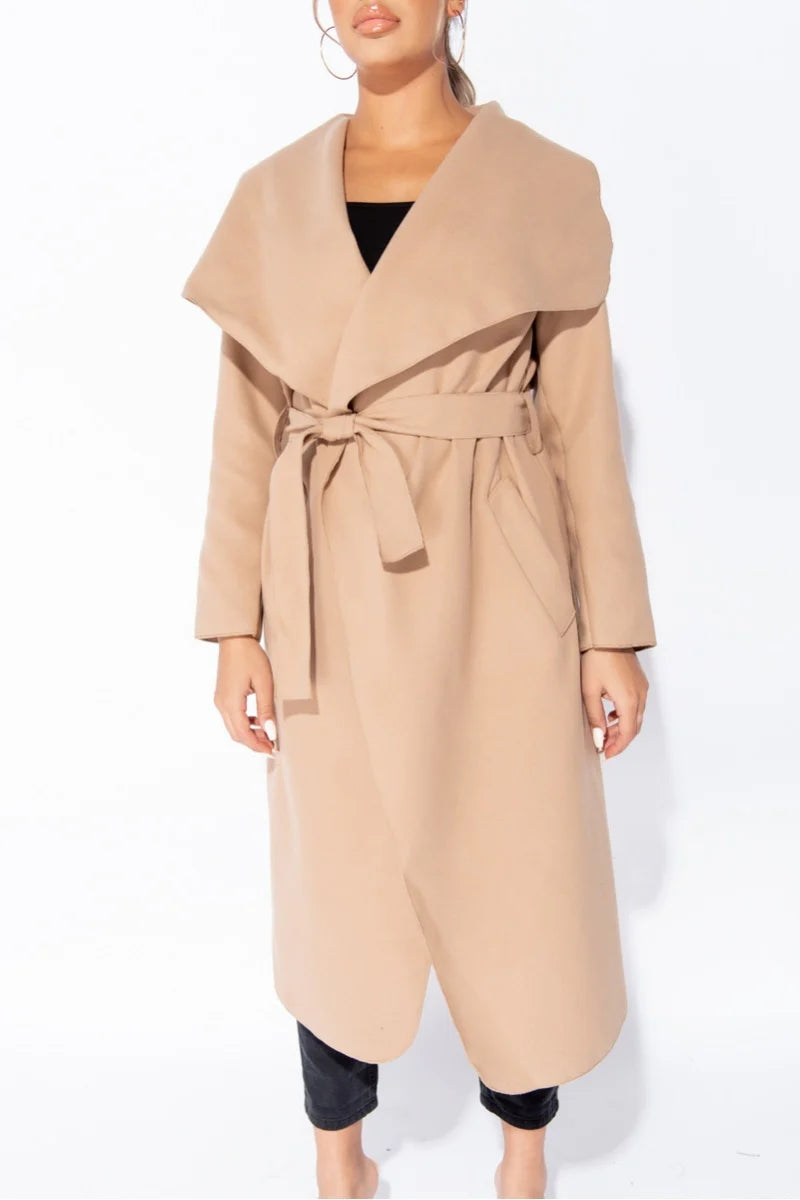 Belted waterfall coat