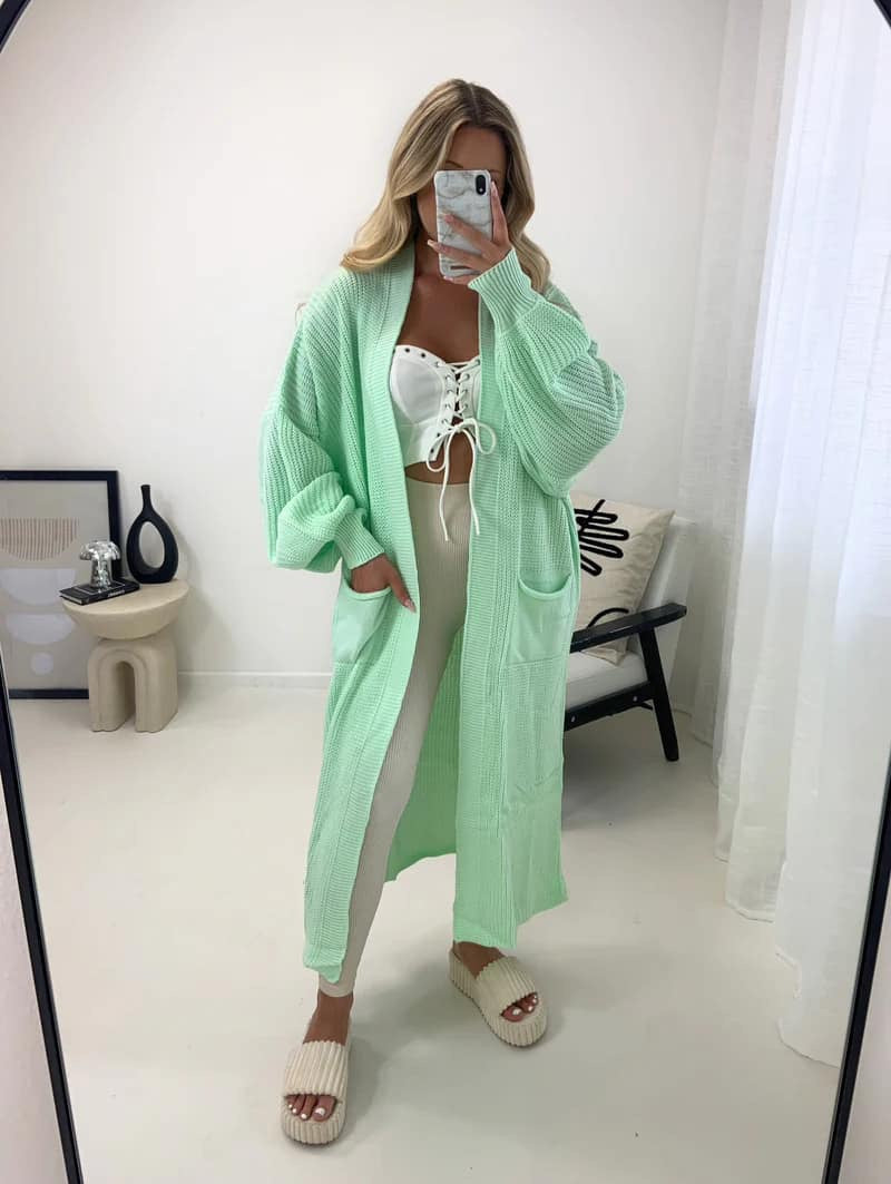 Long balloon sleeve cardigans