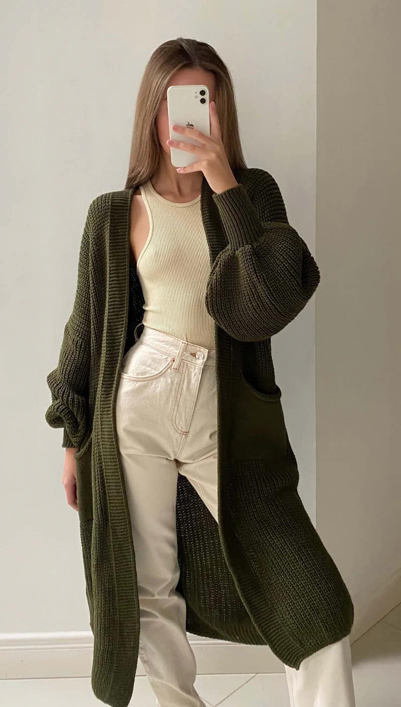 Long balloon sleeve cardigans