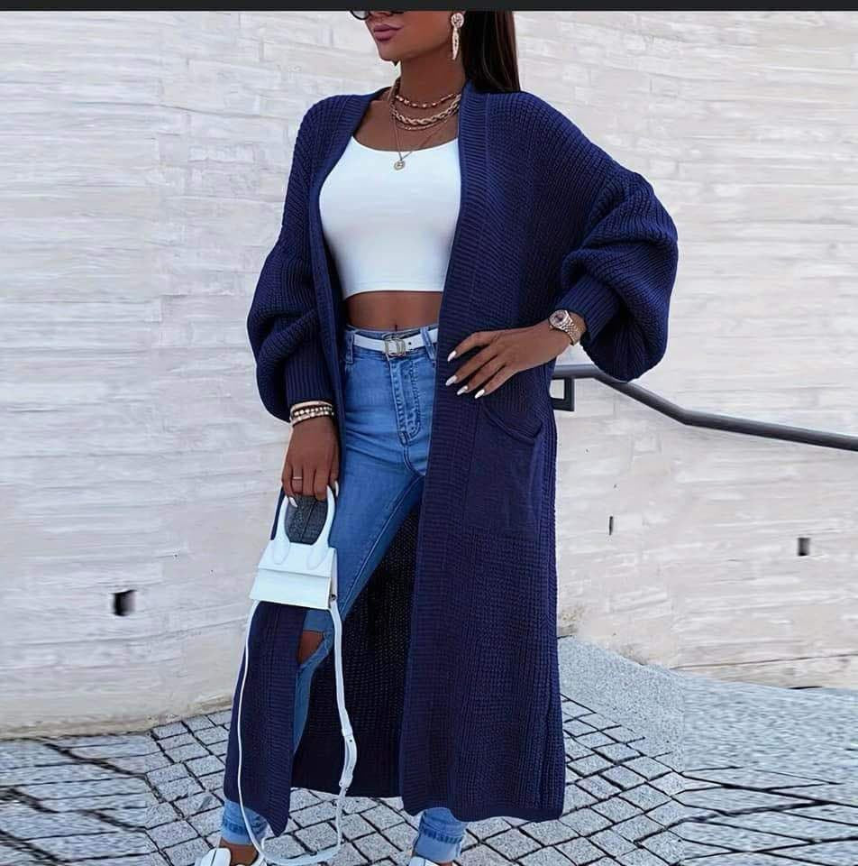 Long balloon sleeve cardigans