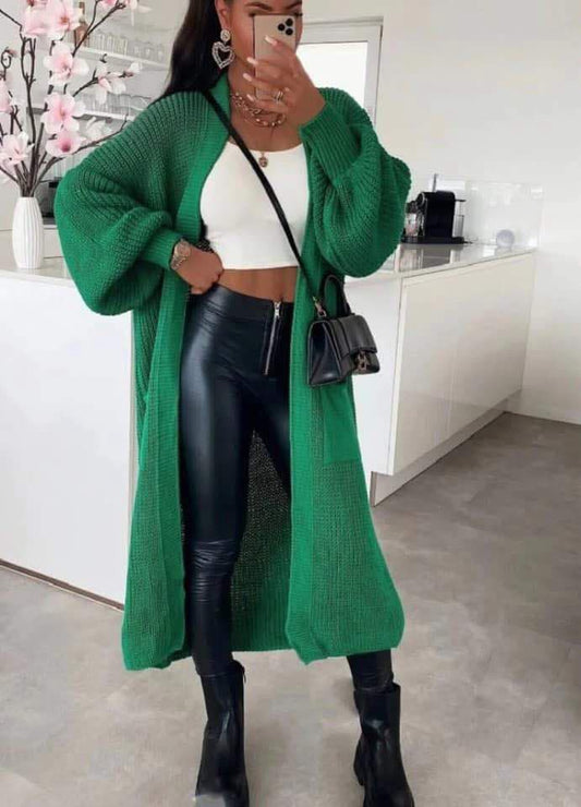 Long balloon sleeve cardigans