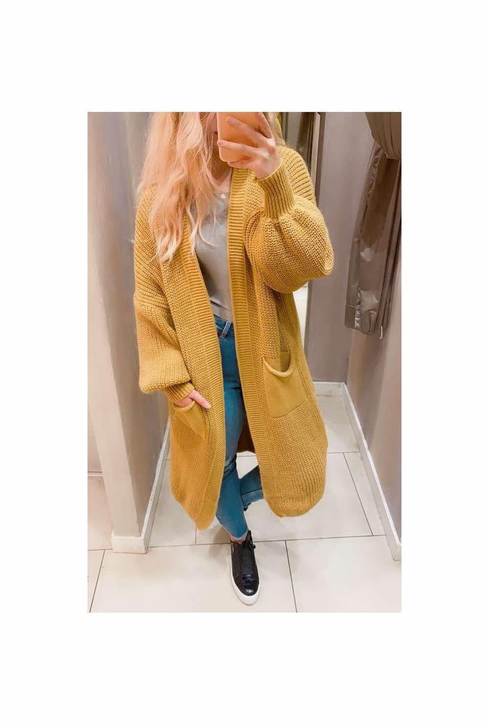 Long balloon sleeve cardigans