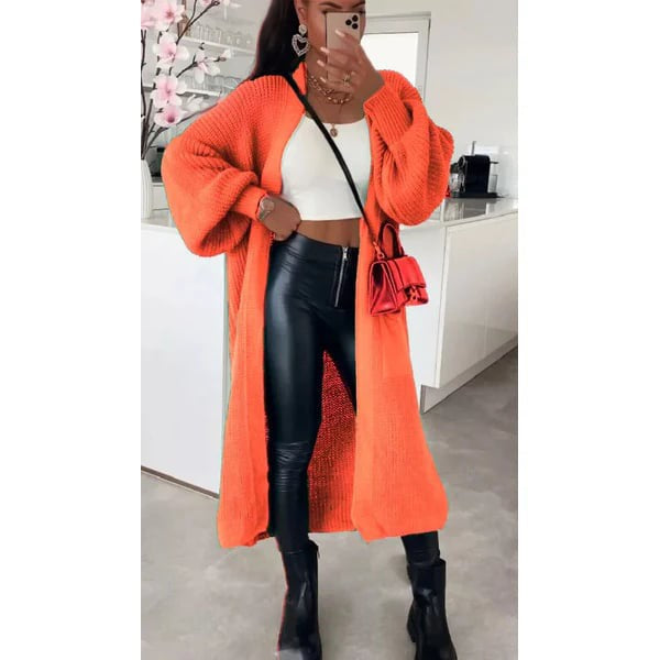 Long balloon sleeve cardigans
