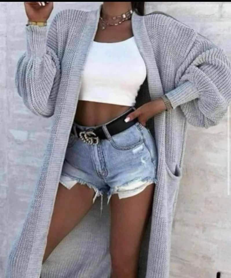 Long balloon sleeve cardigans