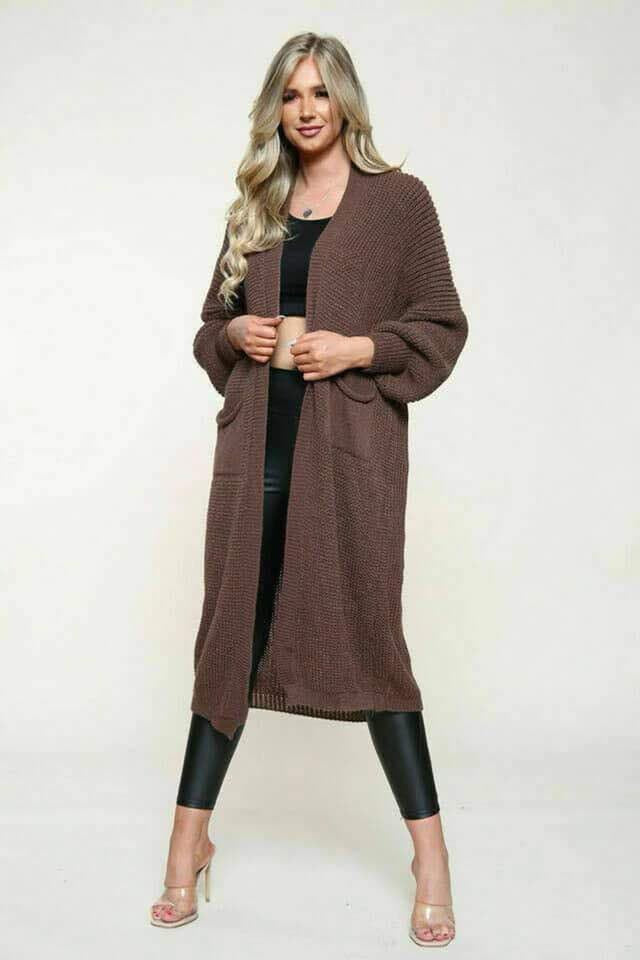 Long balloon sleeve cardigans