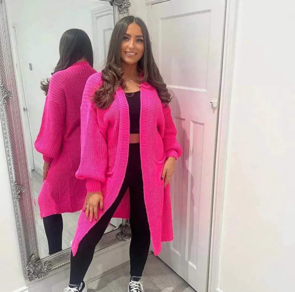 Long balloon sleeve cardigans