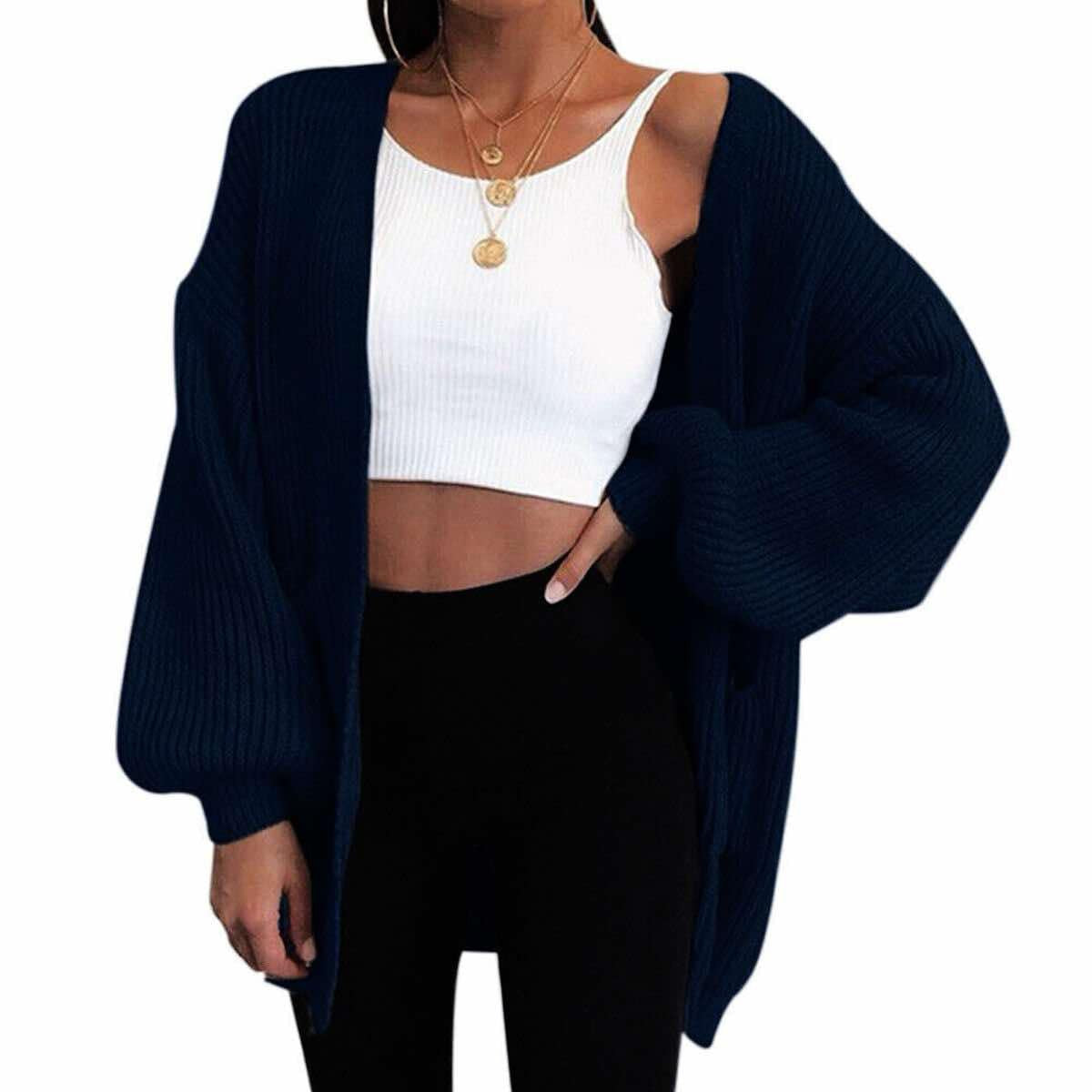 Short balloon sleeve cardigans