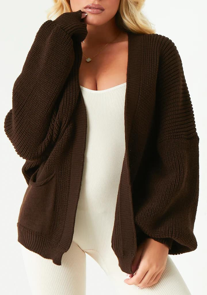 Short balloon sleeve cardigans