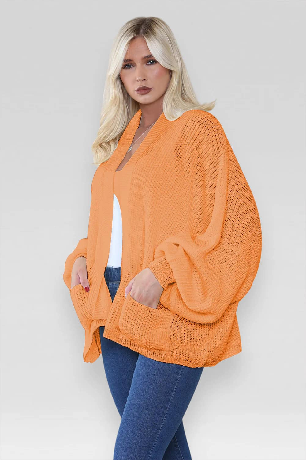 Short balloon sleeve cardigans