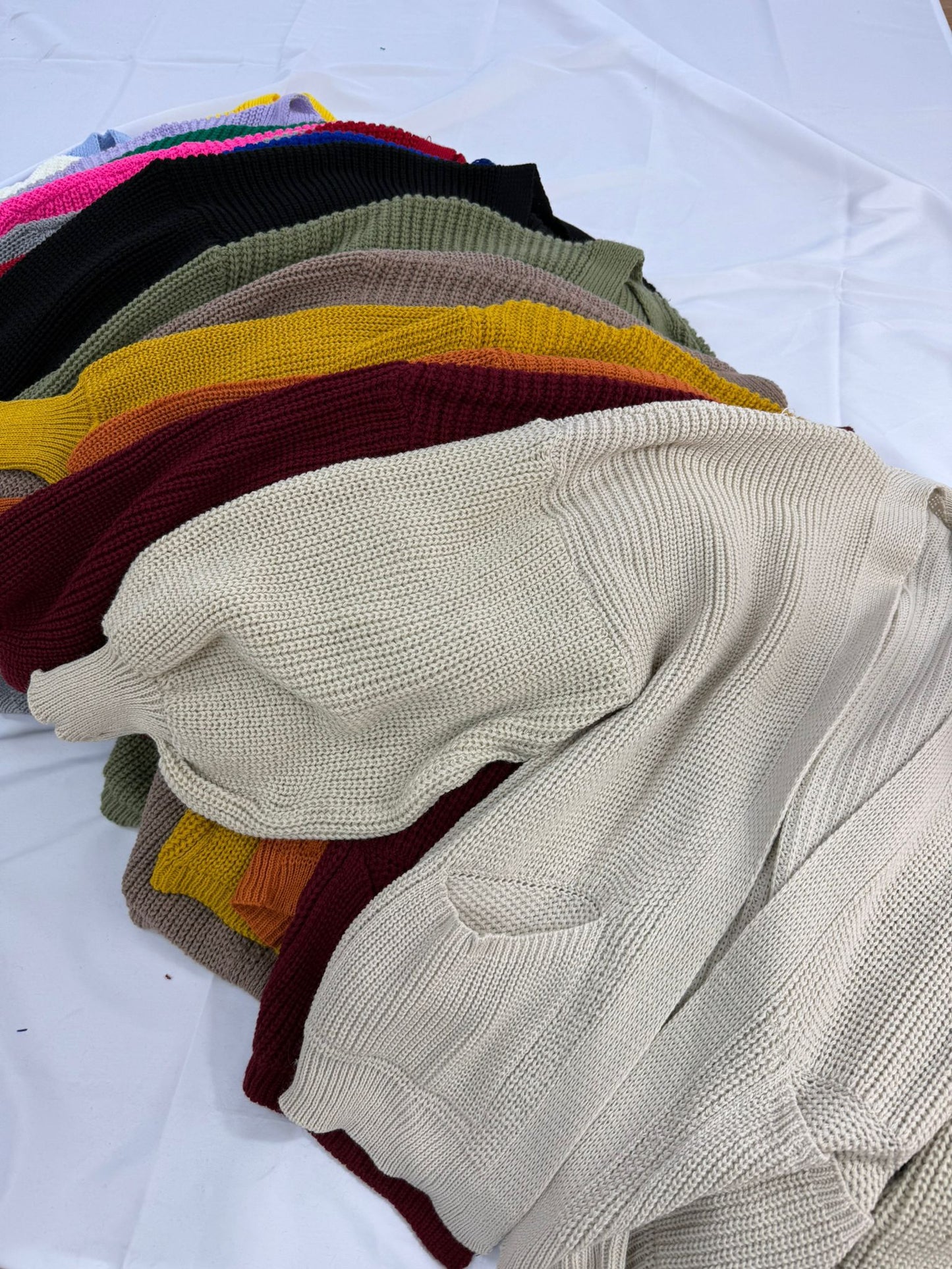 Short balloon sleeve cardigans